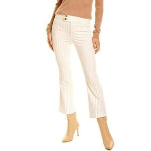 Frame Denim Le Hardy Crop Flare Leg Jeans Delicate Khaki Stripe White 29 $258